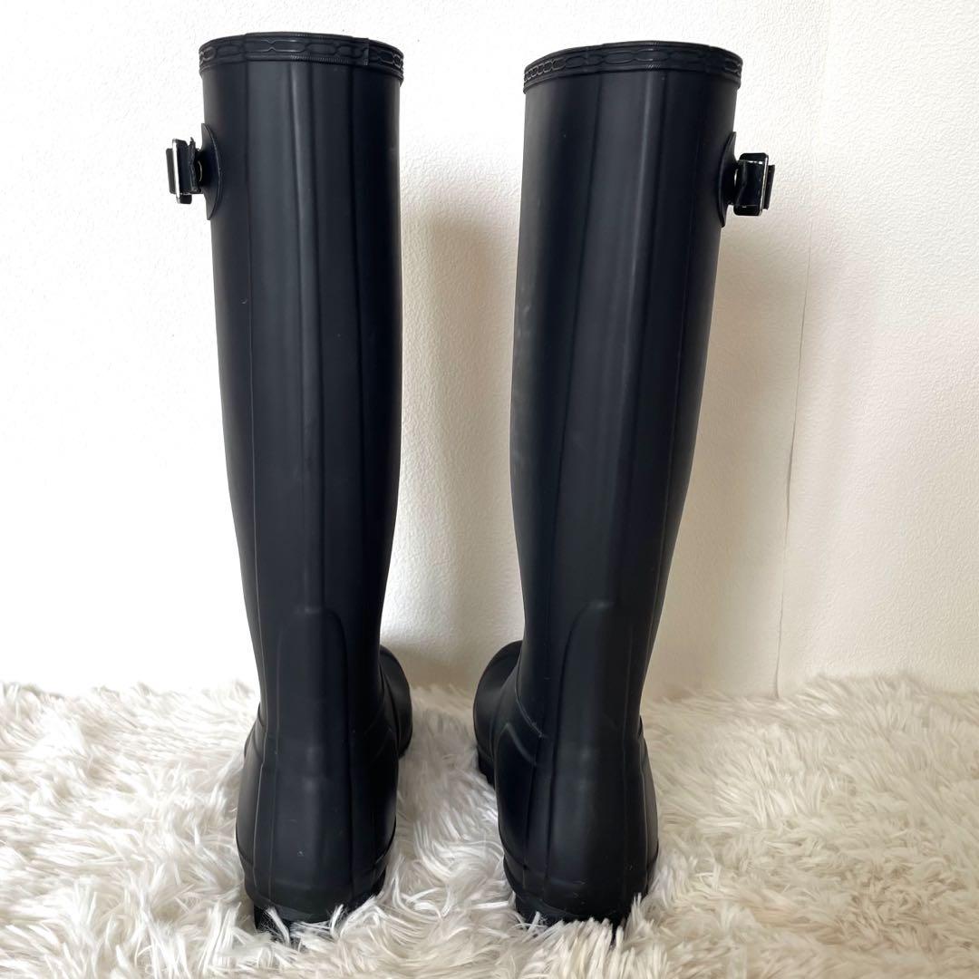 【美品】 HUNTER ハンター　レインブーツ　ロングブーツ　ブラック