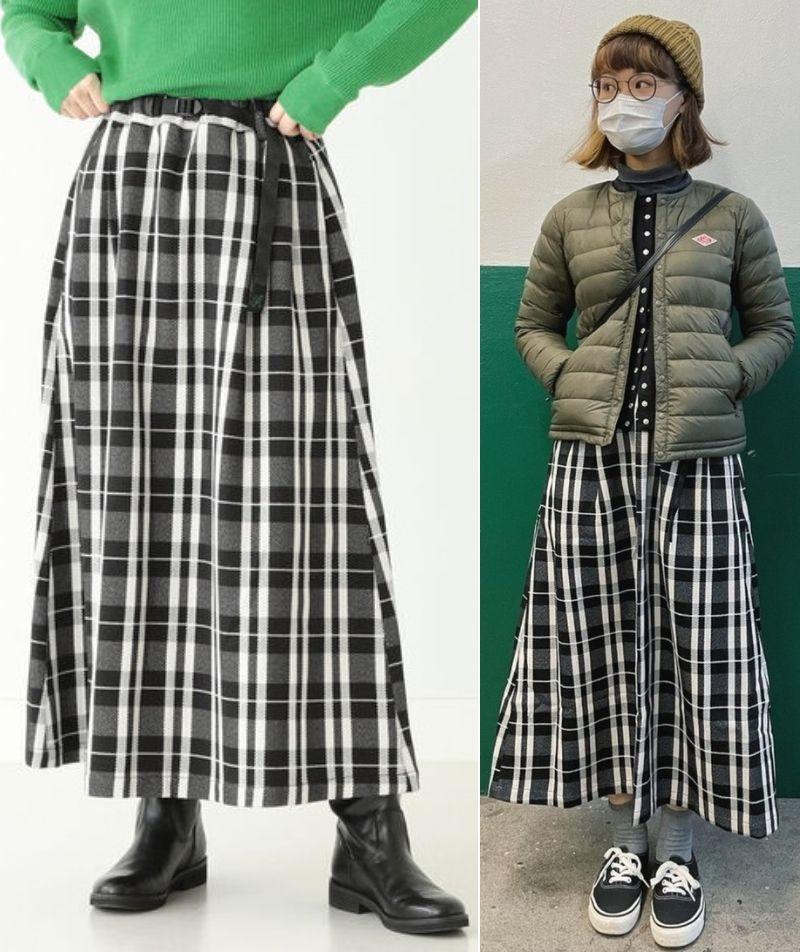 グラミチ BEAMS BOY ビームスボーイ 別注 チェックスカート ブラック