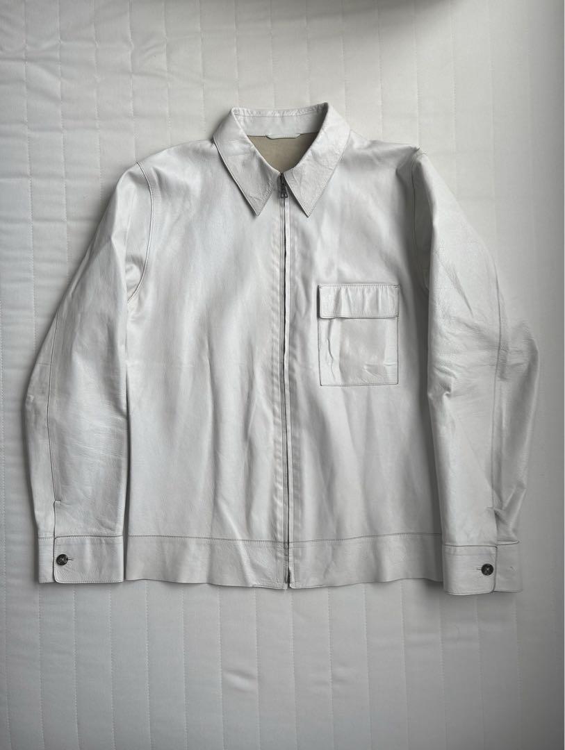 2001ss  jil sander leather jacket white