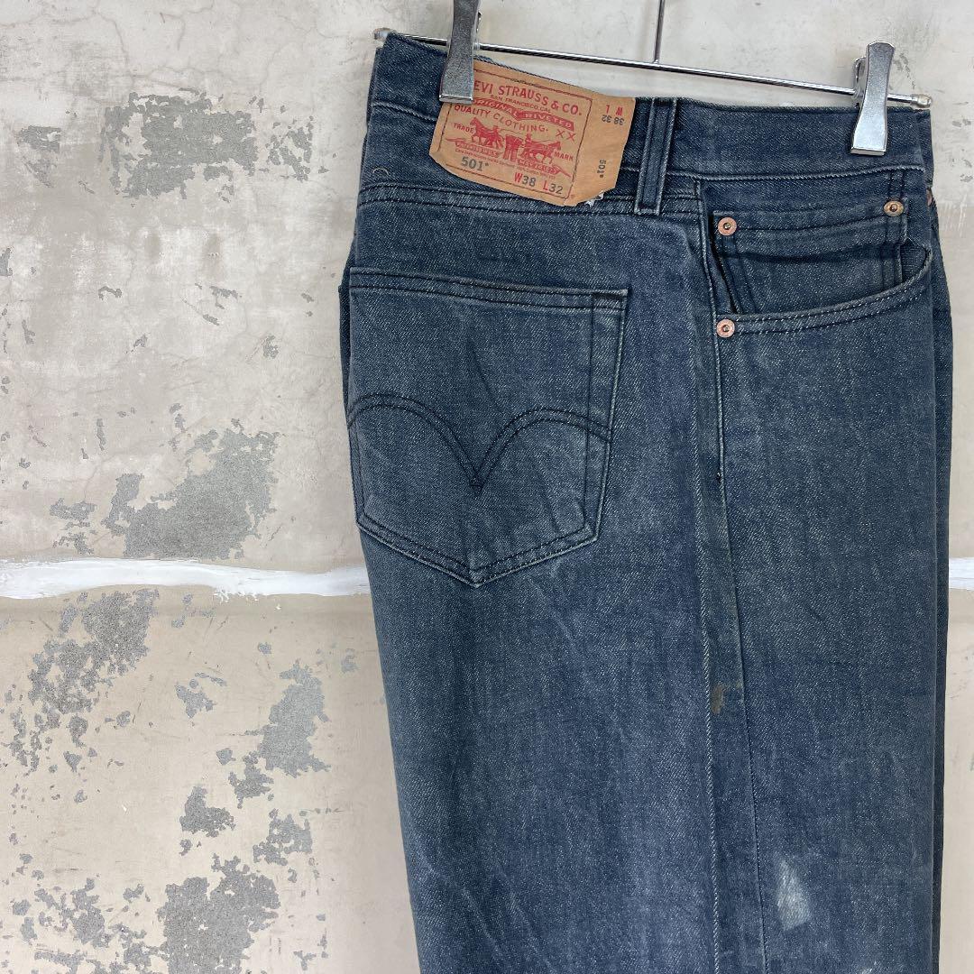 90s LEVI'S リーバイス 501 ストレート カラーデニム 黒 ブルー 90s LEVI'S リーバイス 501 ストレート カラーデニム 黒 ブルー