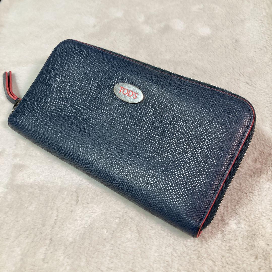 TOD'S トッズ 長財布 ラウンドファスナー レザー ネイビー TOD'S トッズ 長財布 ラウンドファスナー レザー ネイビー