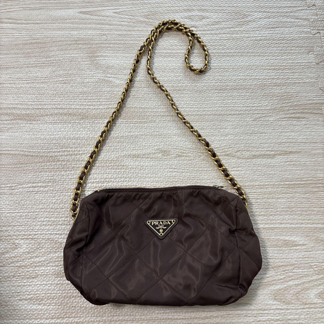 PRADA ブラウン チェーンショルダーバッグ