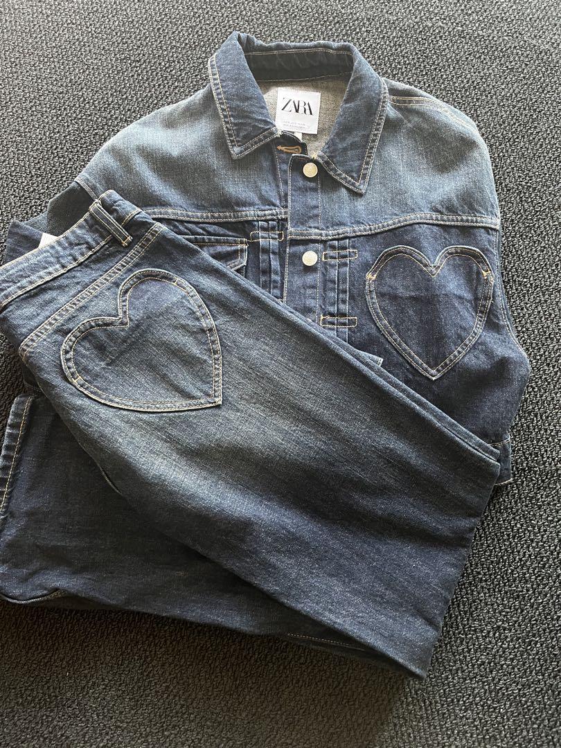 ZARA ハートのデニムジャケットとパンツセット