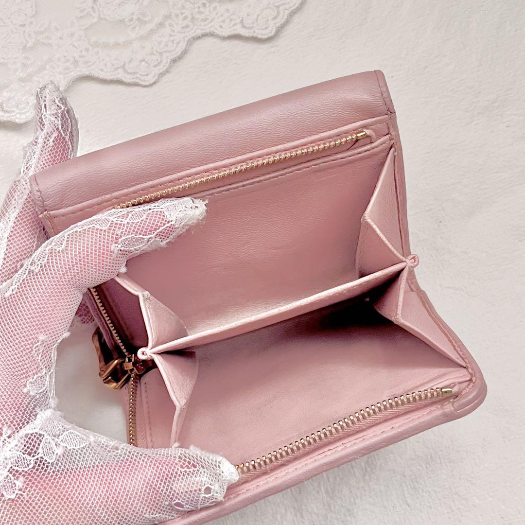 miu miu マテラッセ 三つ折り財布 L字ファスナー ミニ ピンク