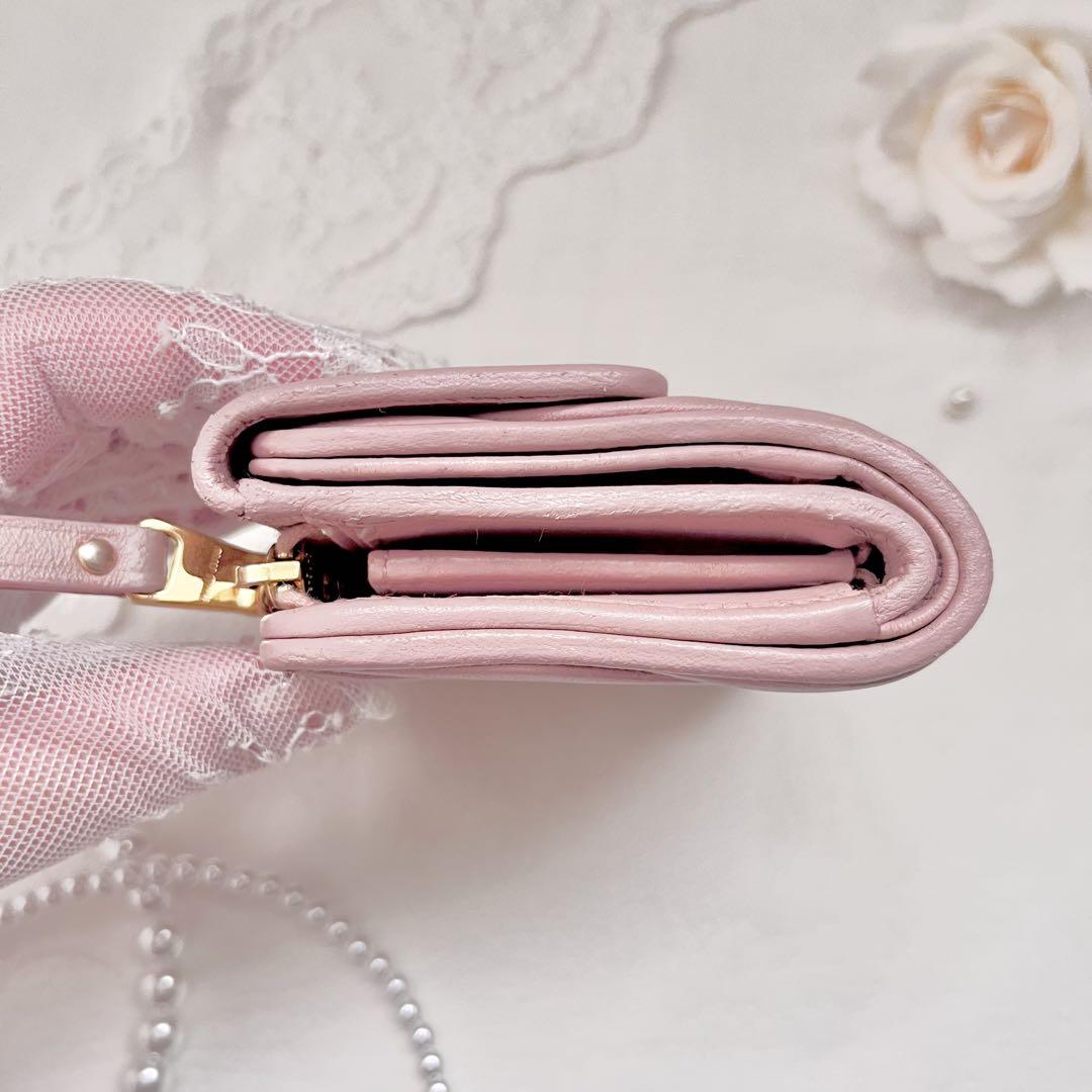 miu miu マテラッセ 三つ折り財布 L字ファスナー ミニ ピンク