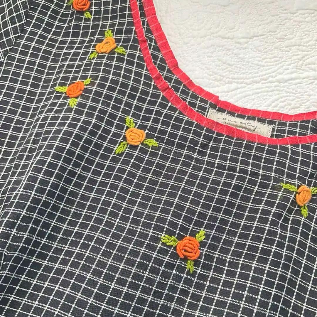K74 新品未使用 コットンシルク インド 刺繍 ロングワンピース