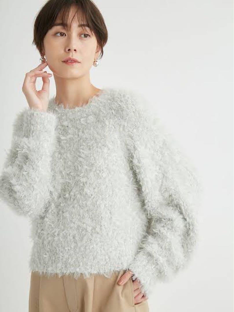 emmi atelier eco チュール×シャギーニットプルオーバー