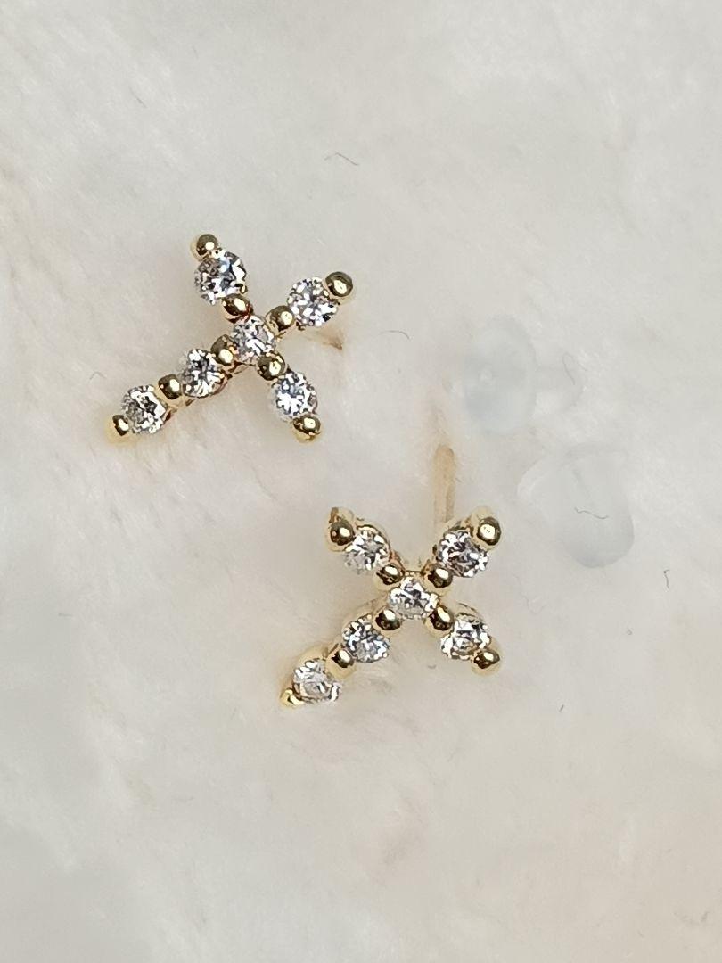 k18yg★天然ダイヤ0.20ct☆ピアス☆10