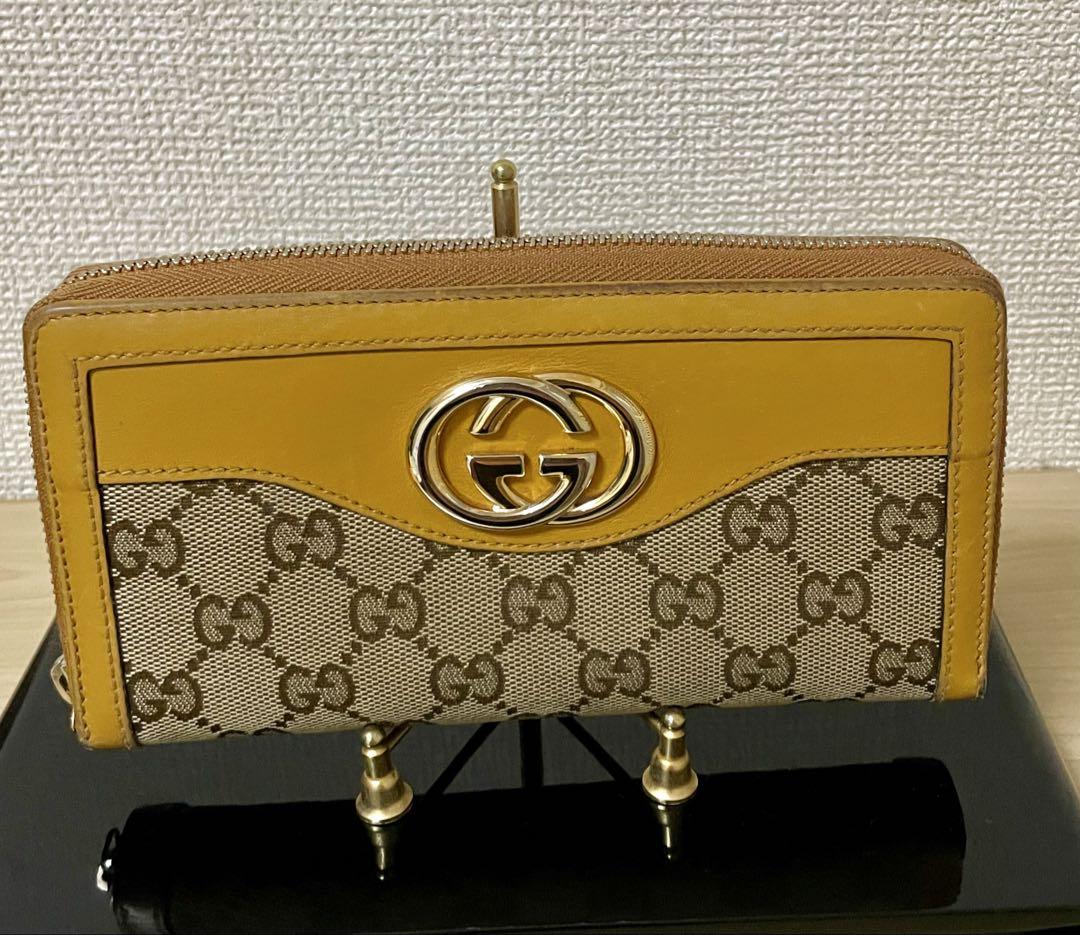 GUCCI　 グッチ 長財布ラウンドジップ　GG キャンバス