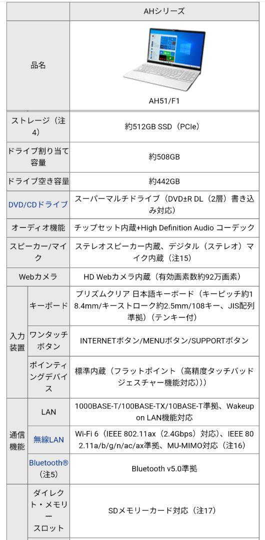 Windowsノート本体 FMV LIFEBOOK A51F1WG