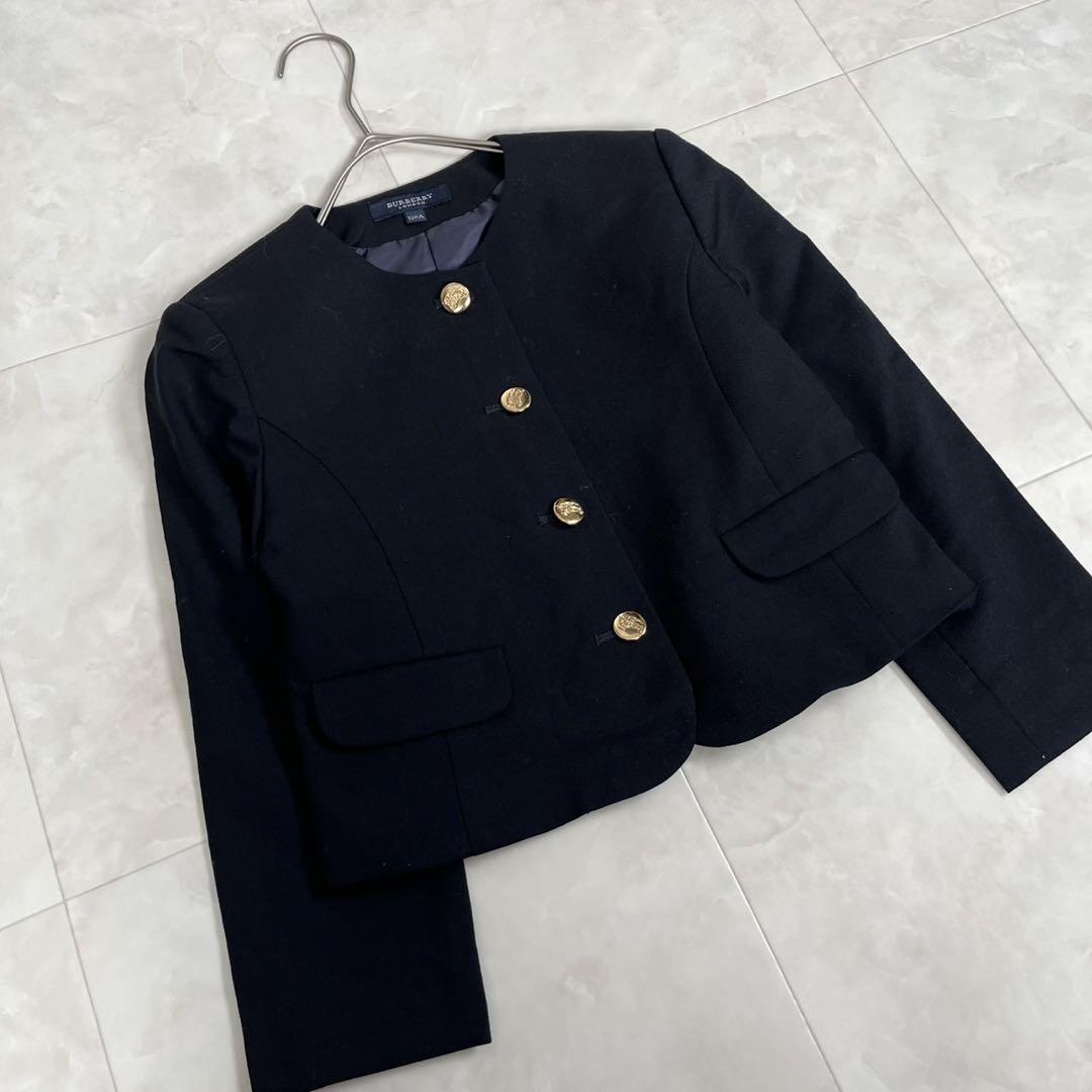 Burberry London 金ボタン ノーカラージャケット 紺ブレ 120