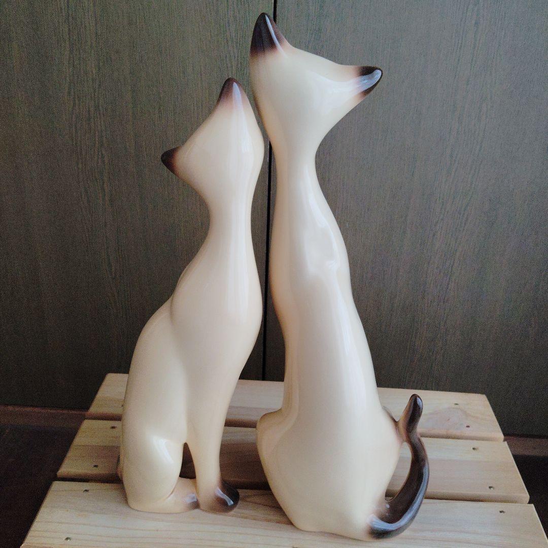 未使用 昭和レトロ シャム猫ペア ネコの置物 インテリア置物 雑貨 未使用 昭和レトロ シャム猫ペア ネコの置物 インテリア置物