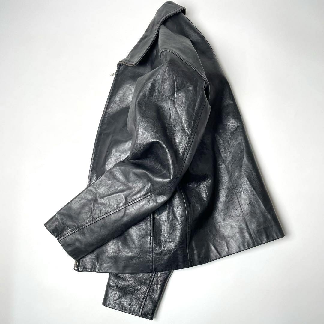 【牛革】GAP レザージャケット 黒 S着用感M 本革 フルジップ ブラック