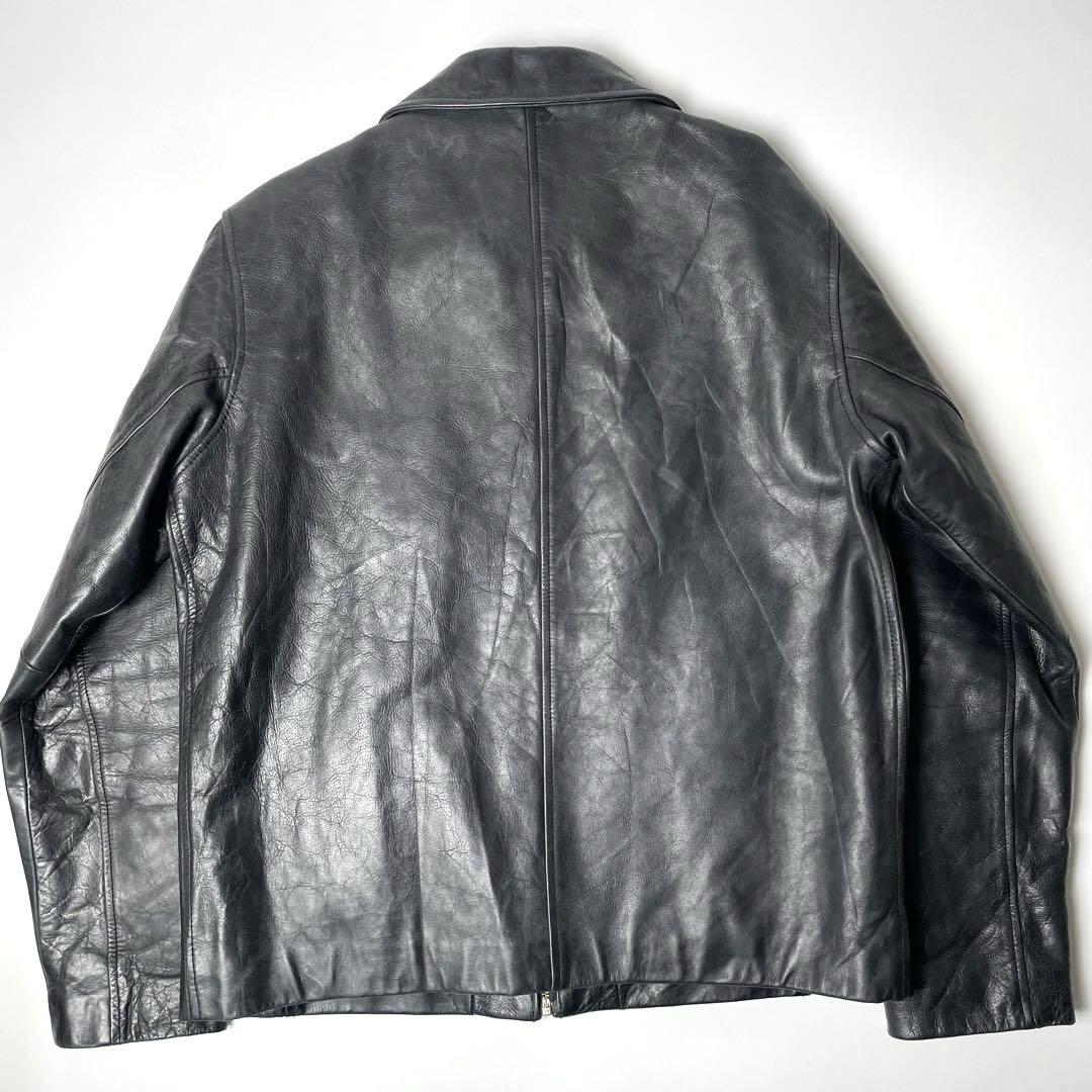 【牛革】GAP レザージャケット 黒 S着用感M 本革 フルジップ ブラック