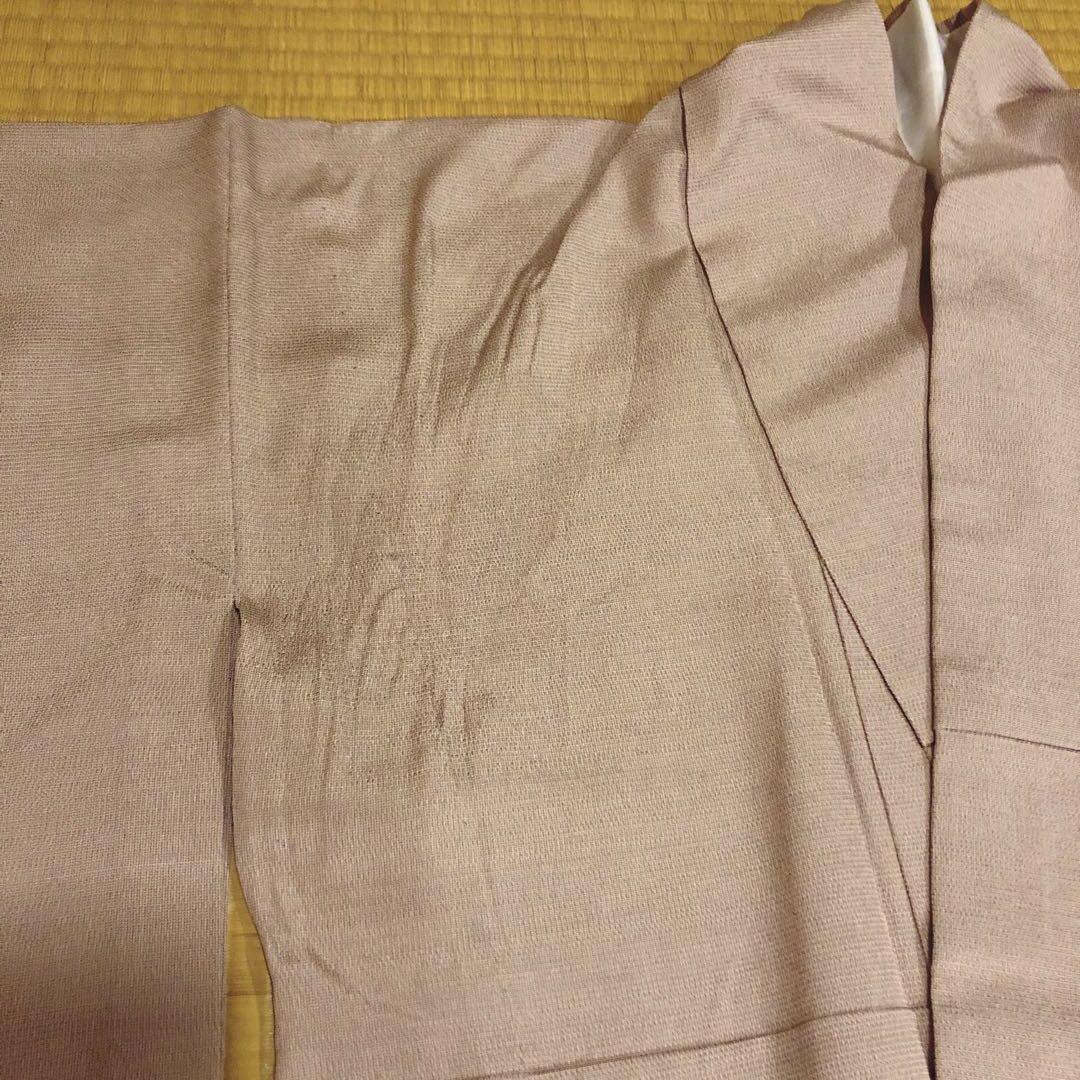 白地刺繍夏帯 3回使用 おまけひとえスモーキーピンク塩沢紬