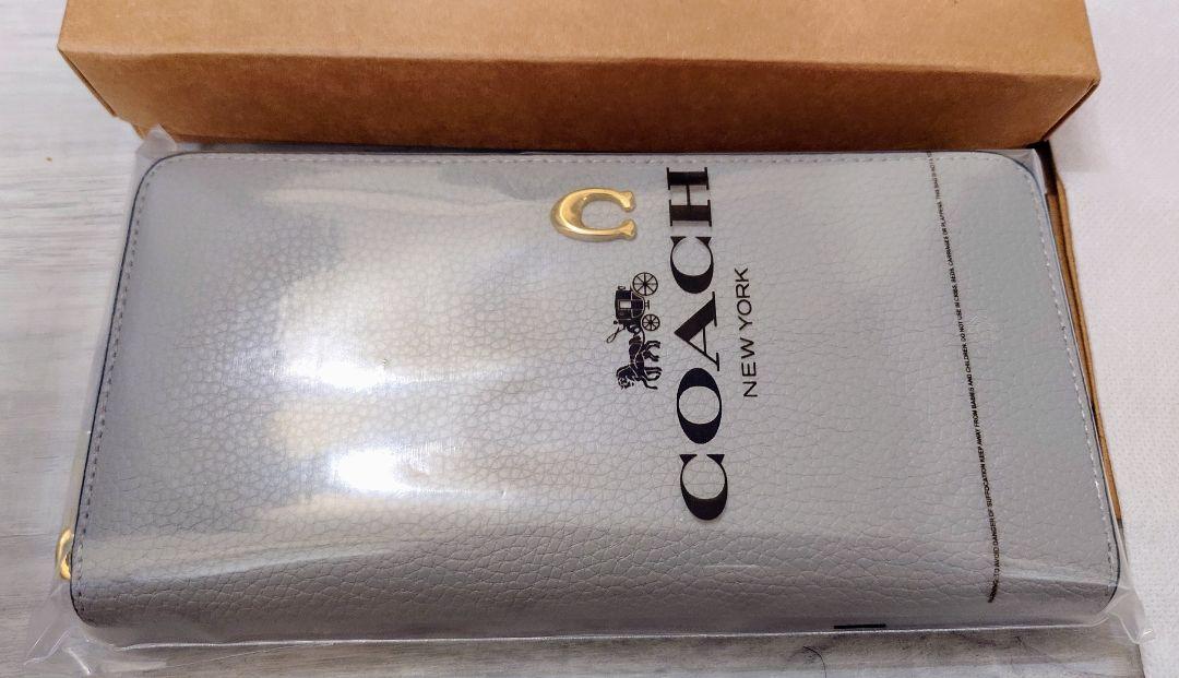 新品未開封品 COACH コーチ 二つ折り財布 長財布 グレー Cロゴ