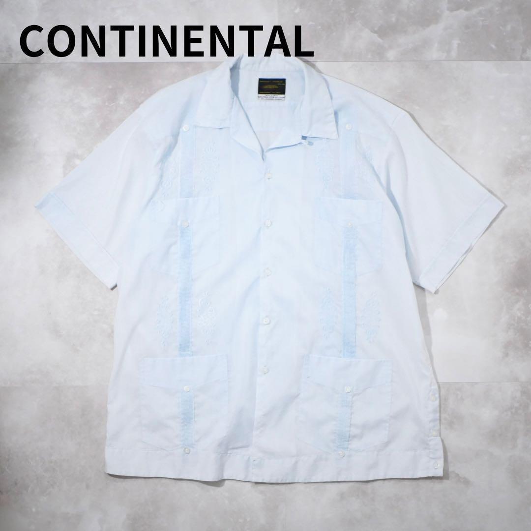 CONTINENTAL オープンカラー キューバシャツ ライトブルー XL