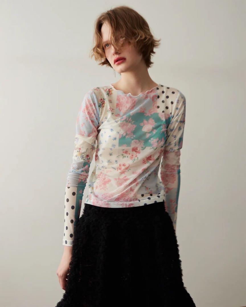 Orange tulip see-through tops (High neck) – POPPY