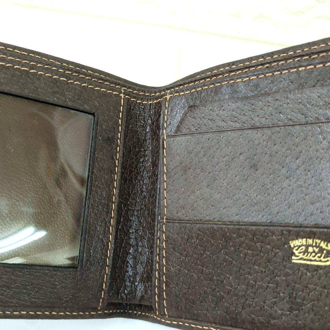 オールド GUCCI グッチ シェリーライン レザー折り財布 ブラウンイタリア製 オールド GUCCI グッチ シェリーライン レザー折り財布 ブラウンイタリア製