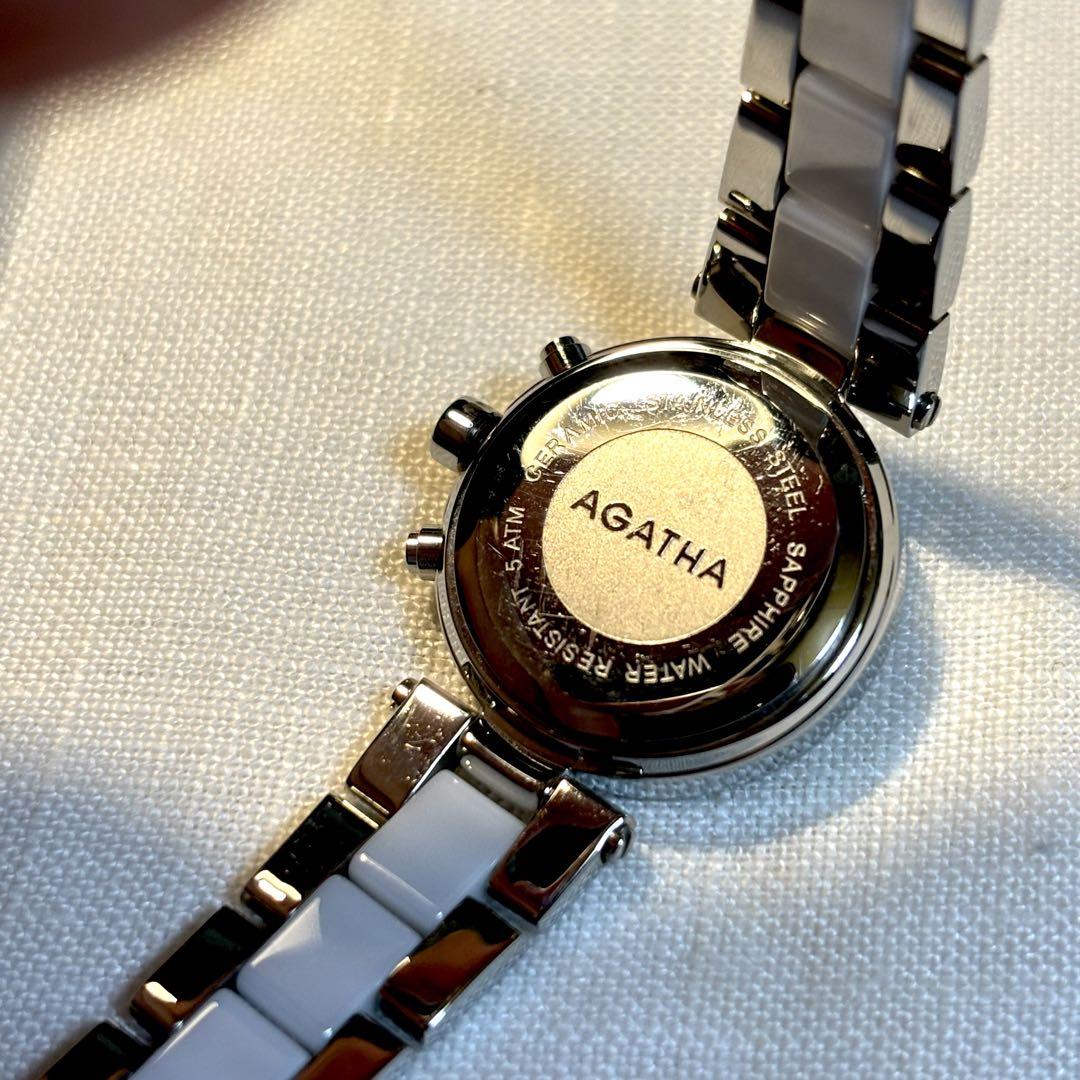 AGATHA PARIS 新品 電池入り セラミック白 3ボタン