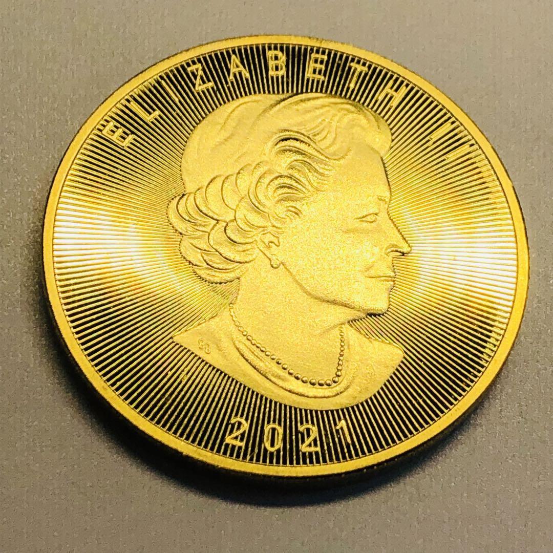 カナダ　大型硬貨　エリザベス二世　2021年　もみじ　古銭　女皇記念 c-12