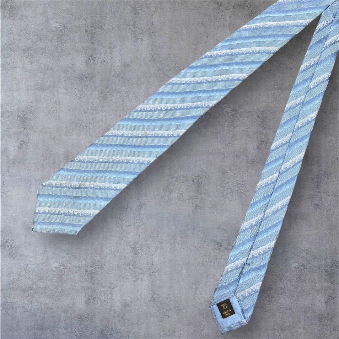 C329/LOUIS VUITTON ネクタイ 青 レジメンタル モノグラム