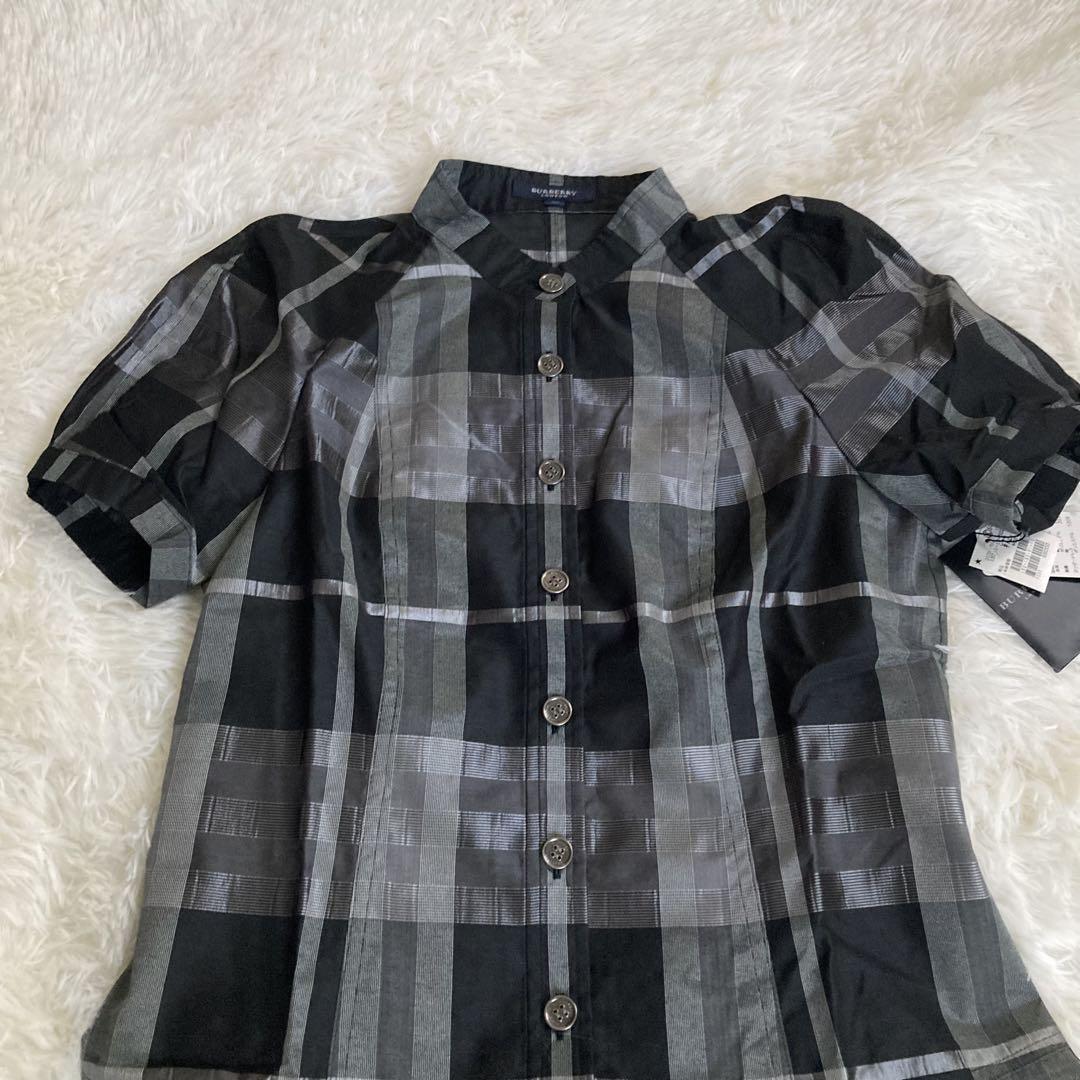 新品 タグ付き バーバリー シルク混 シャドーチェック シャツ