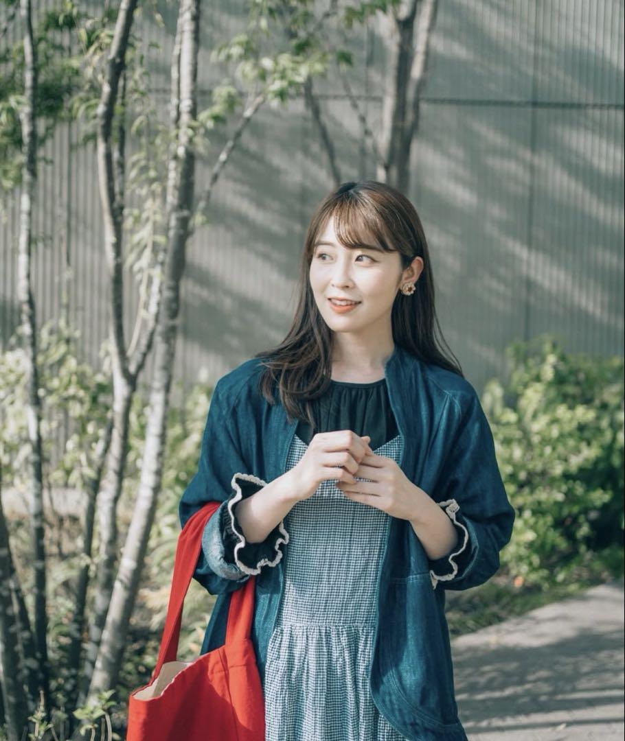 う*い様 &yarn コットンリネンデニム ラグランスリーブジャケット ゆべし着