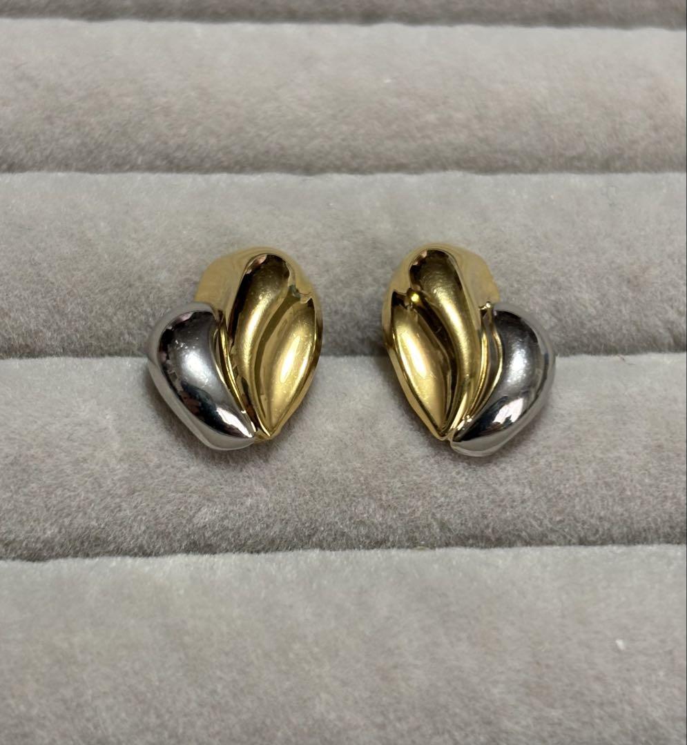 K18YGとpt990のコンビリーフデザインピアス‼️美品‼️お値下げ‼️