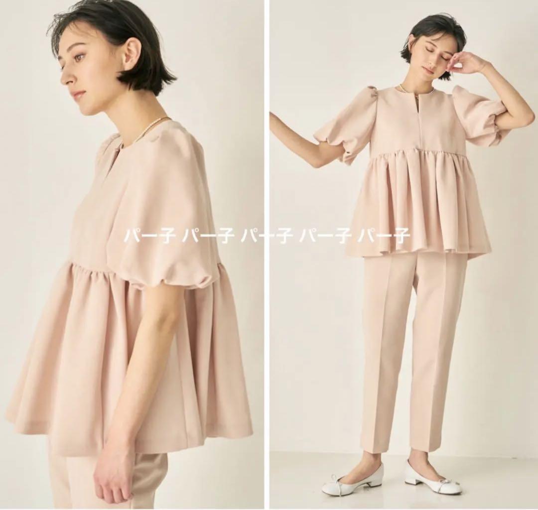 ANAYI アナイ ライトダブルクロスペプラムブラウス ピンク トップス