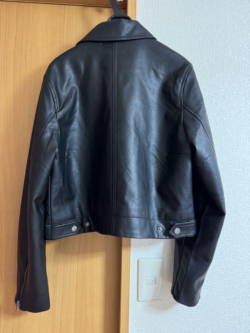 フェイクレザーライダースジャケット　アズール