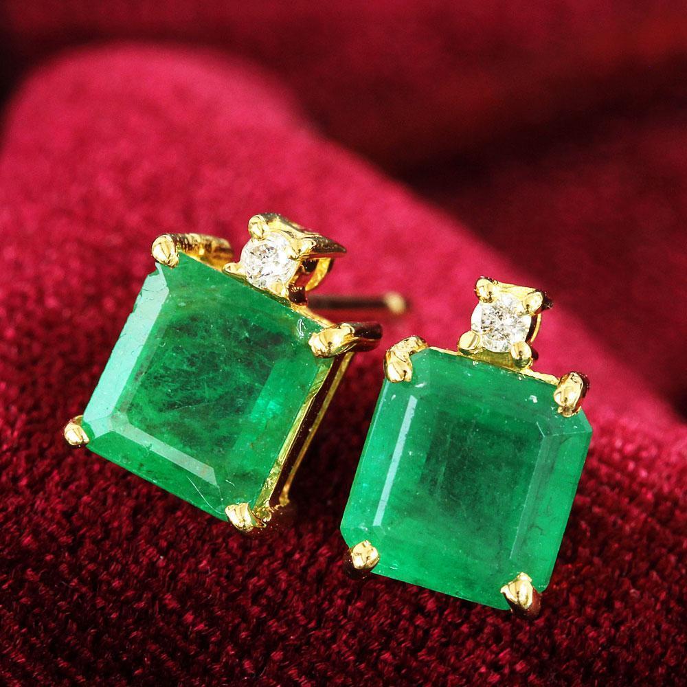 激安高品質！計1.75ct エメラルド ダイヤモンド K18 YG ピアス 鑑別