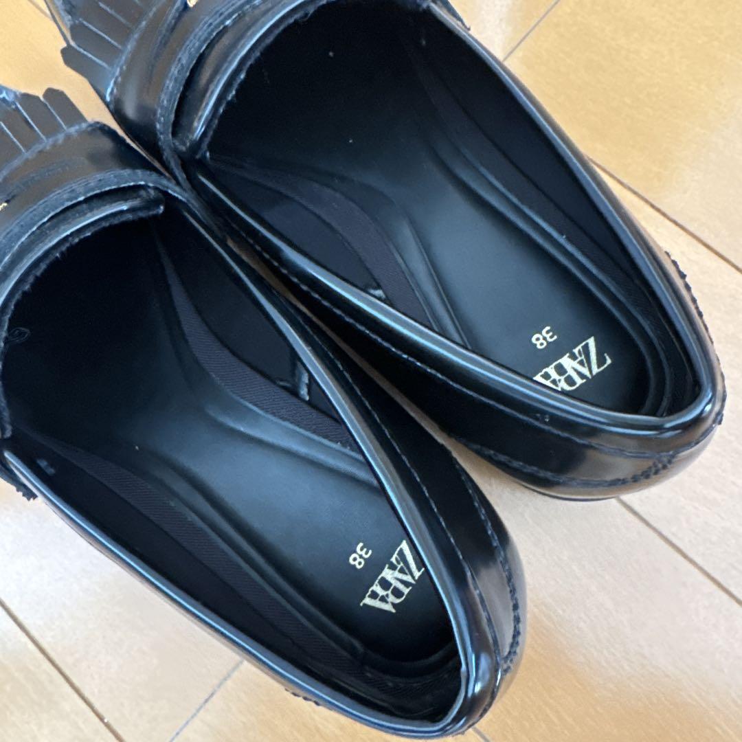 ZARA コインローファー 38 ブラック