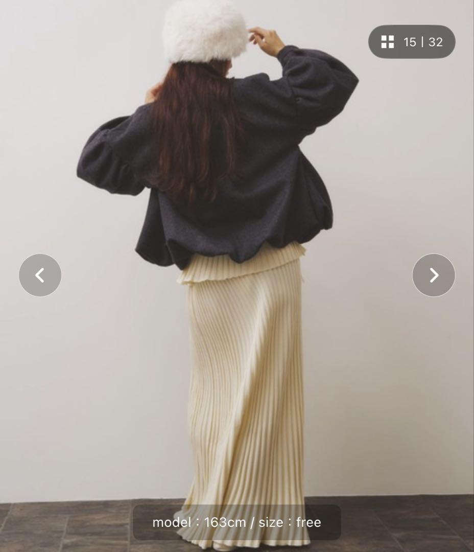 PERNA バルーンショートコート チャコールグレー ウールコート