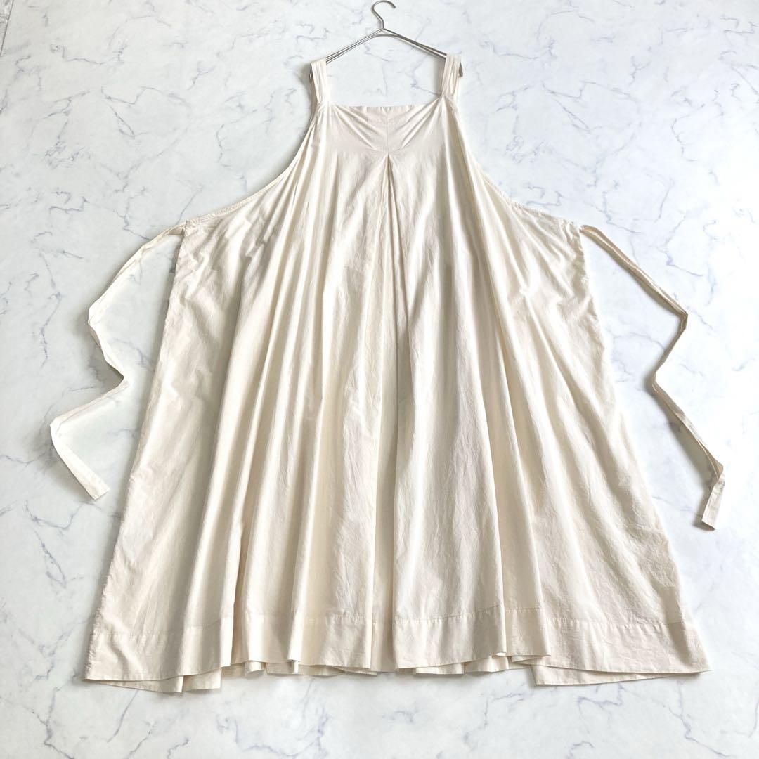 希少☆エスオー　コットン100%エプロンワンピース　ライトベージュ　完売品
