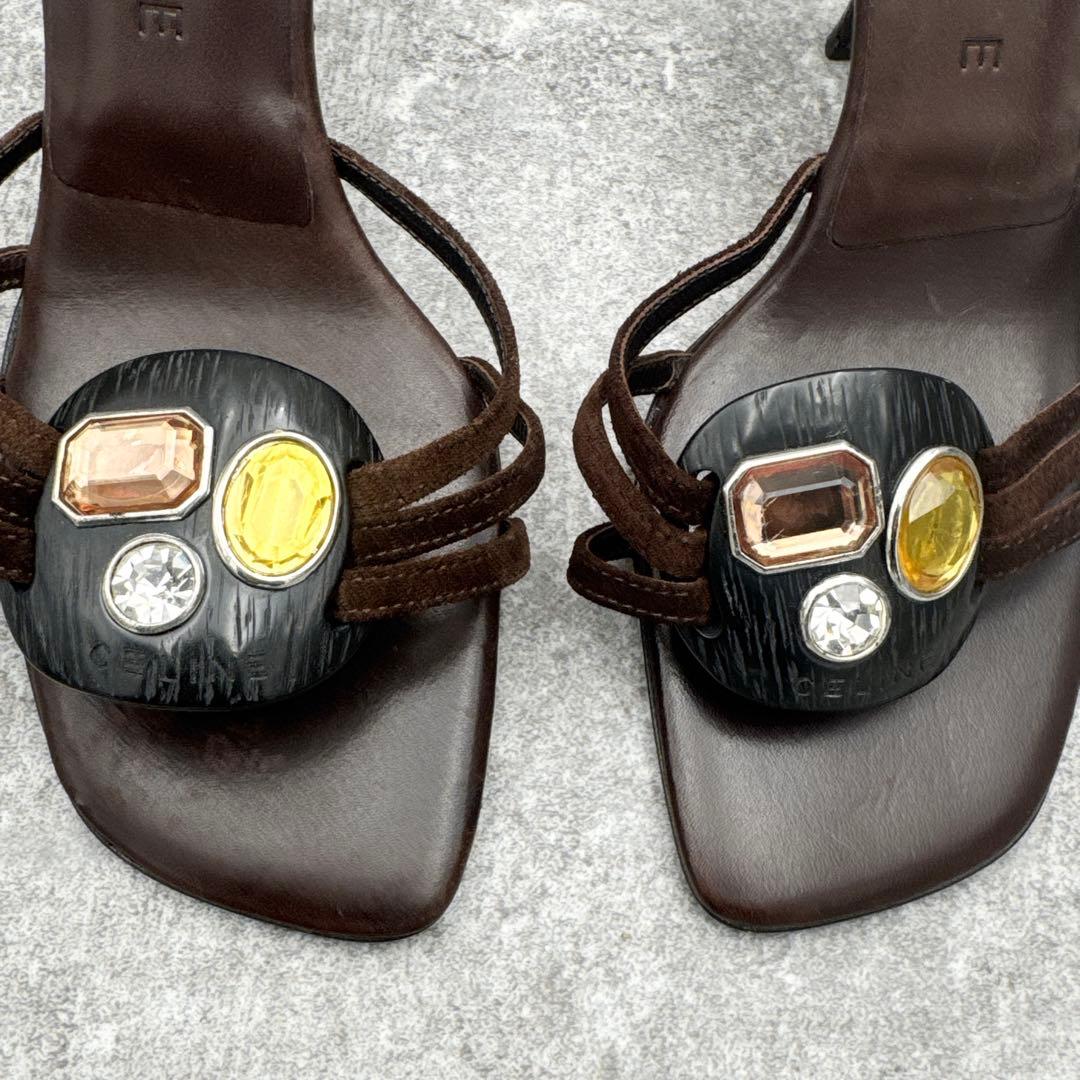 美品　セリーヌ ジュエル ミュールサンダル　ブラウン 35C　22～22.5cm