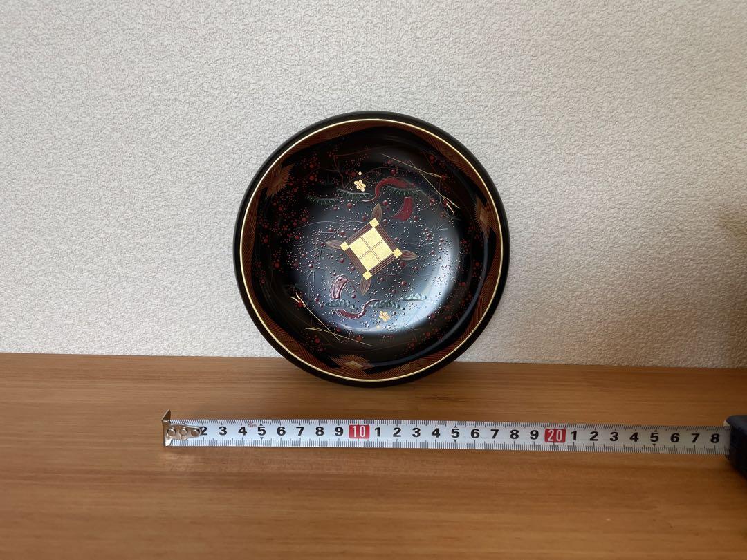 会津塗　会津絵　漆器 盆 黒地