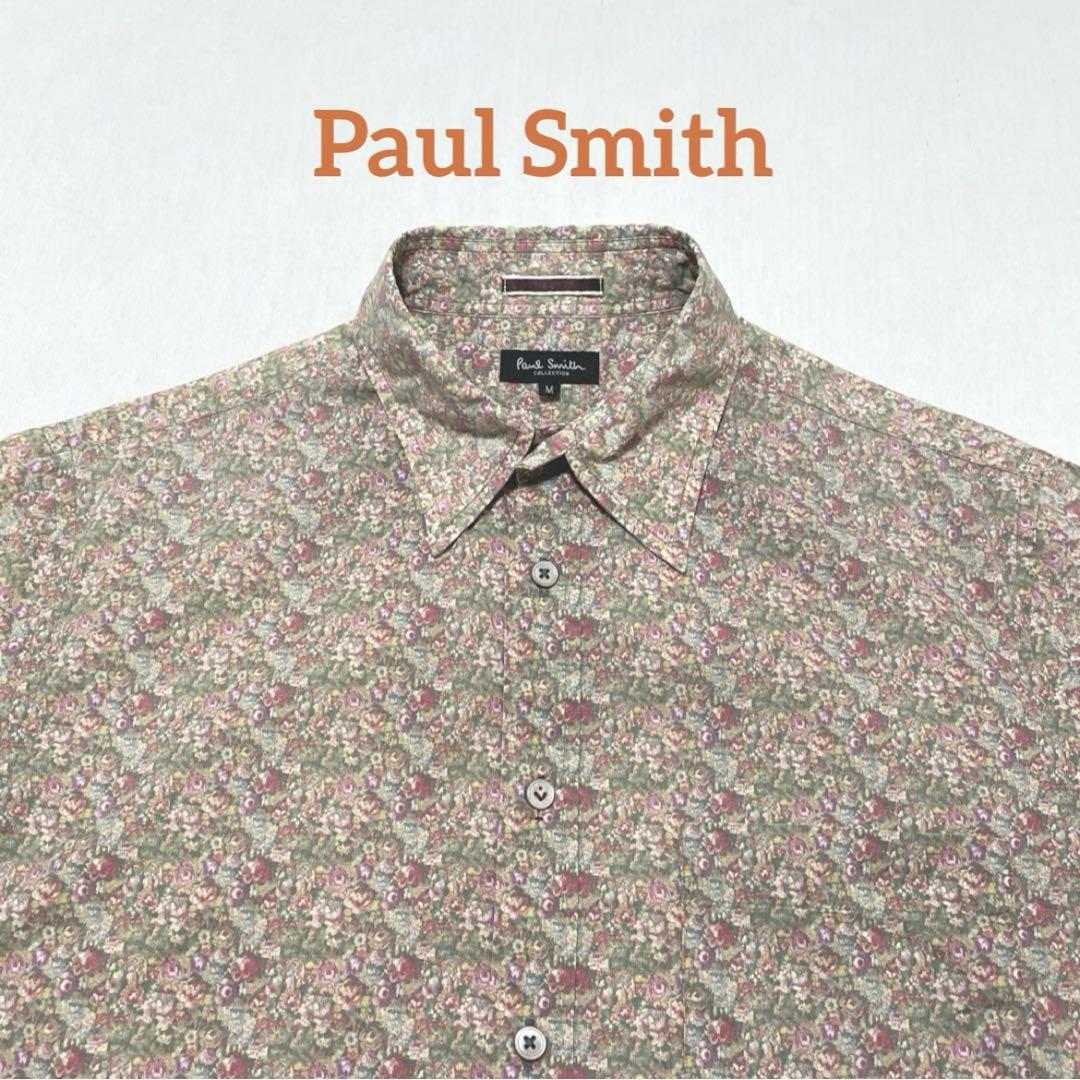 Paul Smith シャツ 半袖 花柄 総柄 ボタニカル柄 ベージュ系M