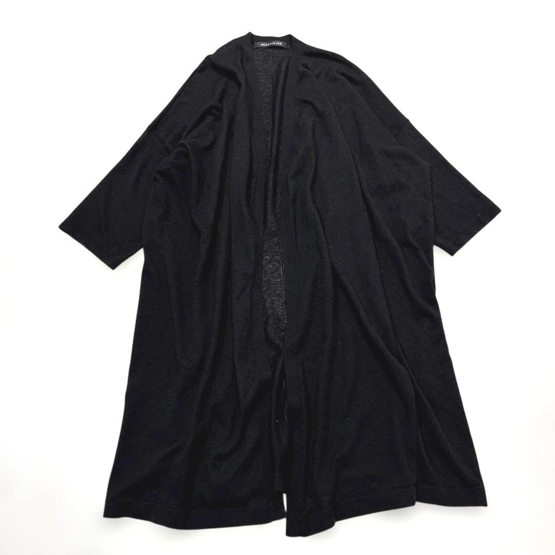 【極美品/23年】ミズイロインド　ロングカーディガン　7部袖　ブラック　羽織り