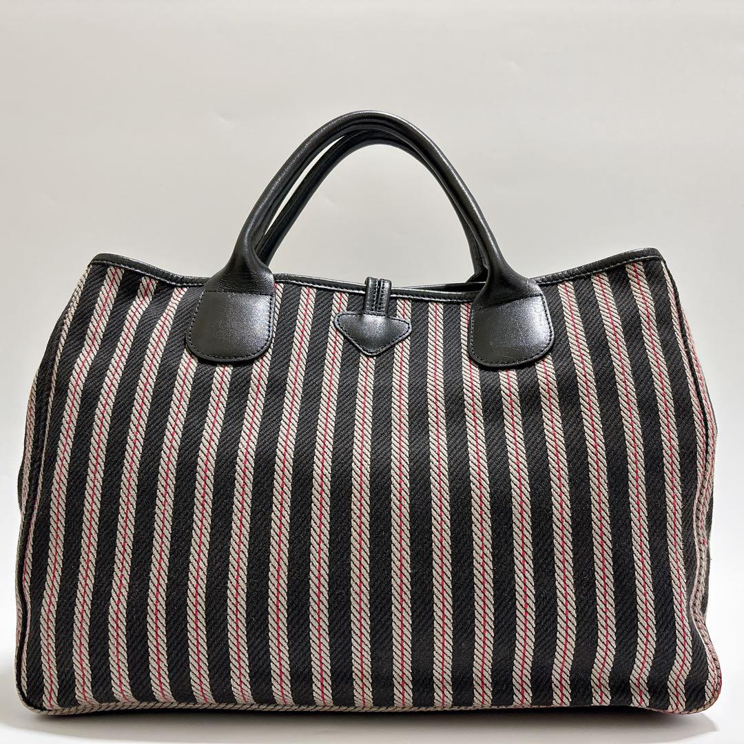 良品 LONGCHAMP ロゾ コンビ ストライプ トートバッグ e141 良品 LONGCHAMP ロゾ コンビ ストライプ トートバッグ e141