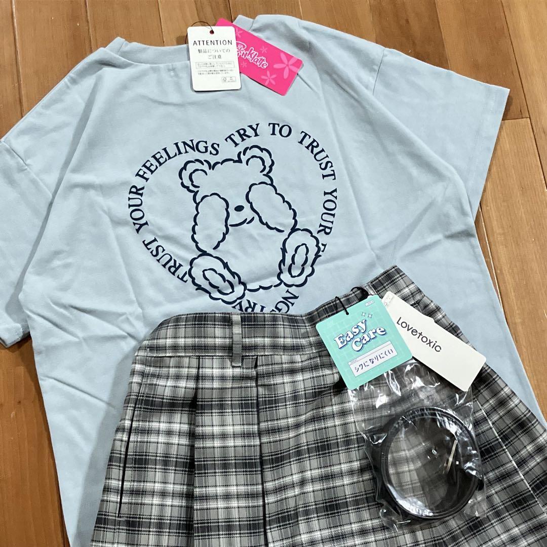 【新品】Lovetoxic PINK-latte まとめ売り　140 LOVETOXIC まとめ売りTシャツショートパンツセット 140.150