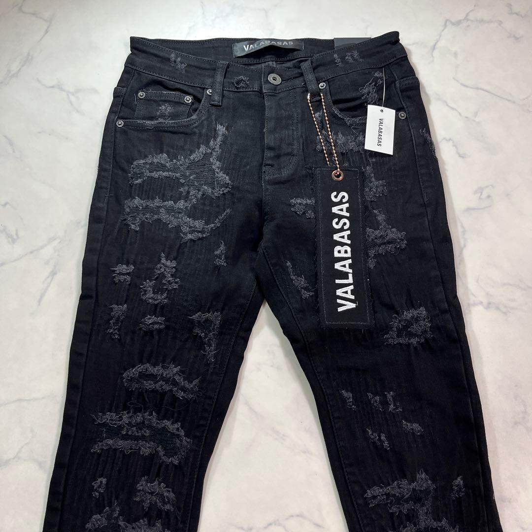 valabasas バラバサス クラッシュリペアスキニーフレアデニム 新品 30 valabasas バラバサス クラッシュリペアスキニーフレアデニム 新品 30