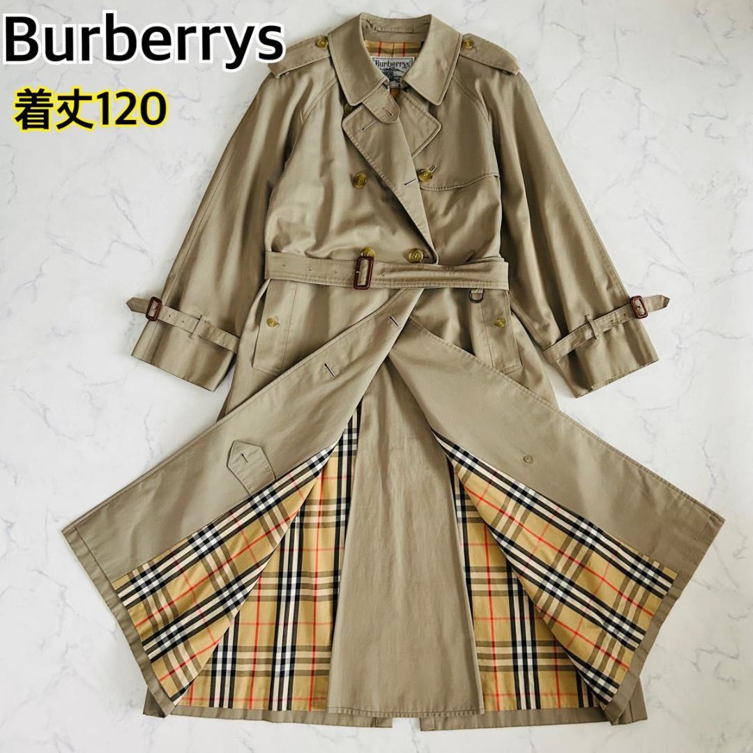 【美品】バーバリーズ　トレンチコート　ロング丈 　L　ノバチェック　ベージュ
