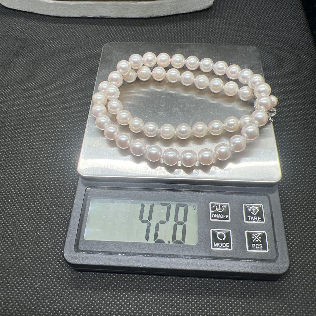 本真珠8mm玉　金具シルバー パールネックレス　長さ約45.５センチ　レディース