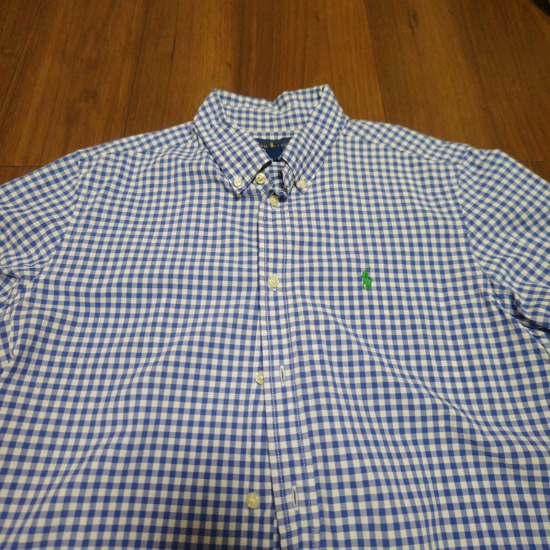 【美品】Ralph Lauren ギンガムチェック ボタンダウンシャツ ブルー