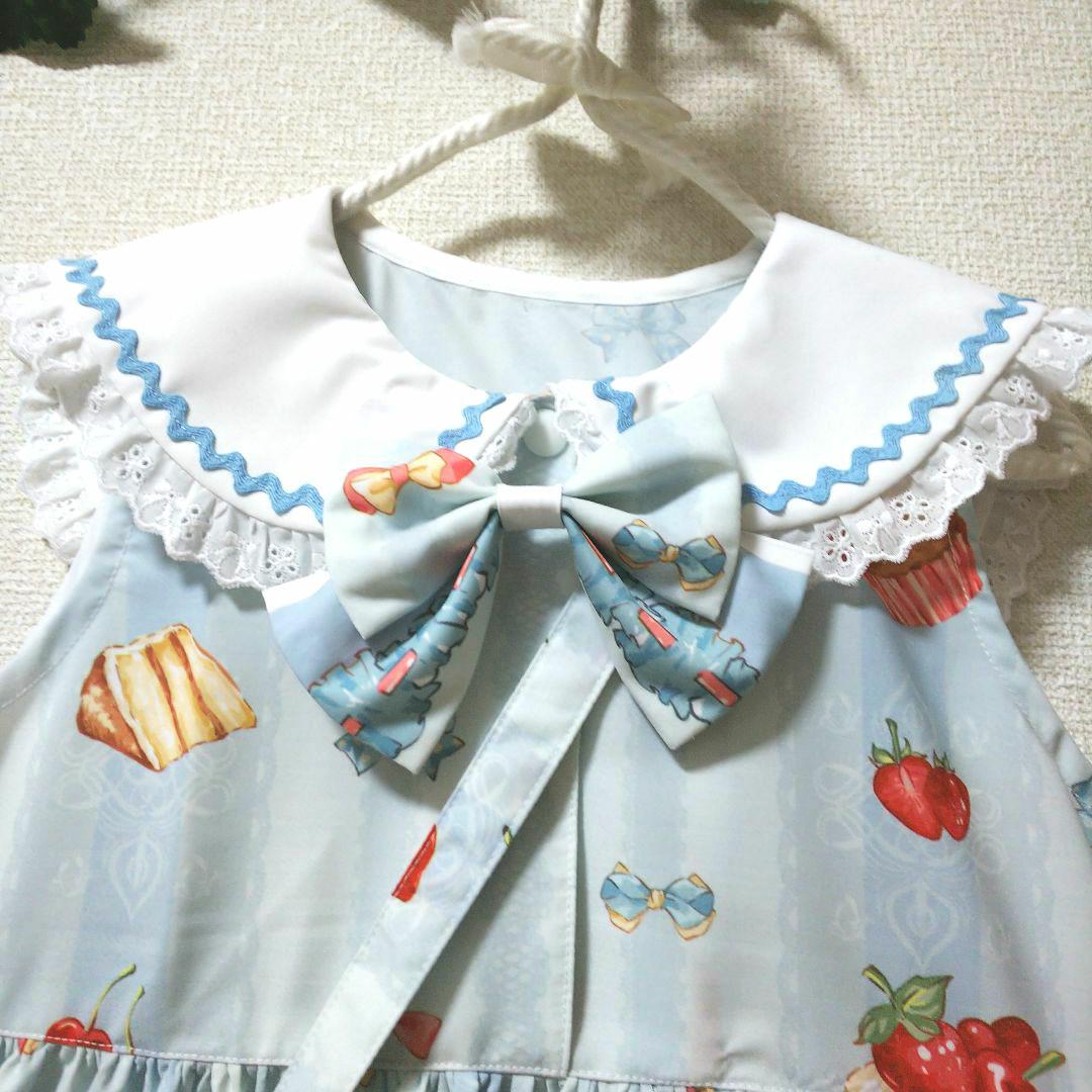 ハンドメイド【size120 ねこ耳付セーラーカラーワンピース】