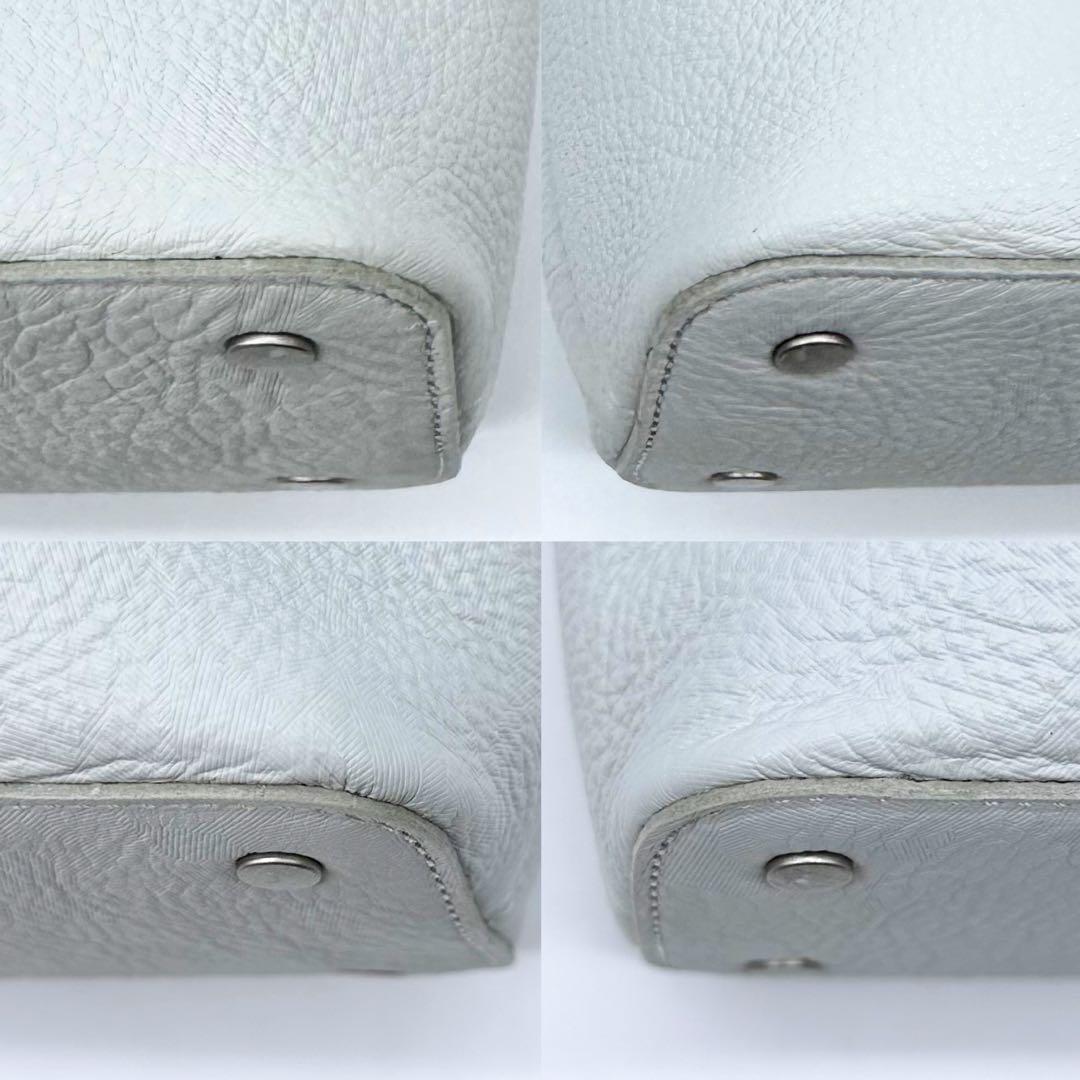 極美品✨エルゴポック スモールトートバッグ しぼ革 ジップトップ ブルー系