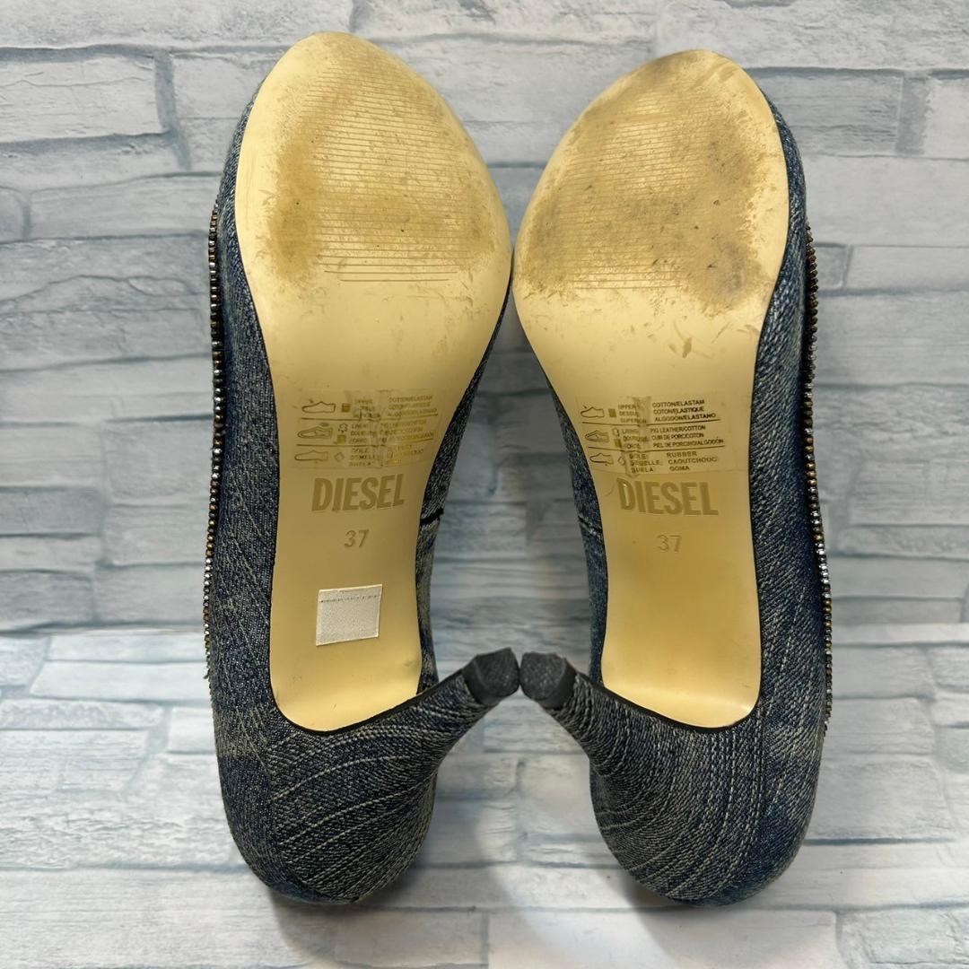 【美品】DIESEL　パンプス　ハイヒール　デニム　ジップ
