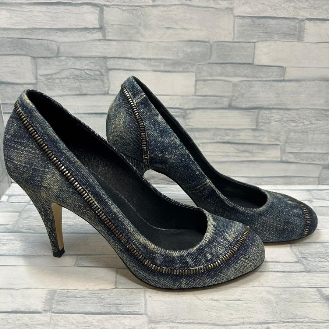 【美品】DIESEL　パンプス　ハイヒール　デニム　ジップ