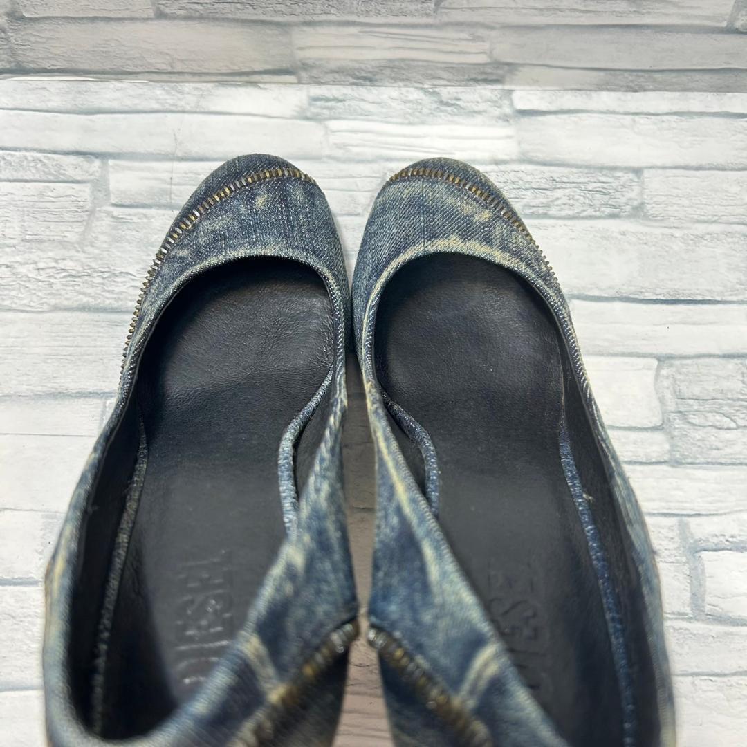 【美品】DIESEL　パンプス　ハイヒール　デニム　ジップ